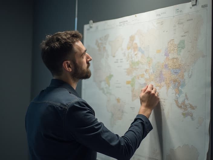 Studio portrait of a person mapping out a clear path to their goals