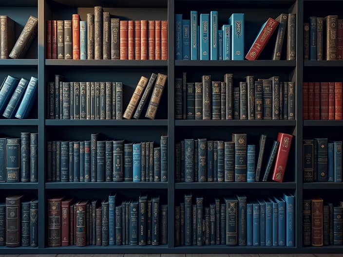 Studio shot of a bookshelf with networking and IT literature