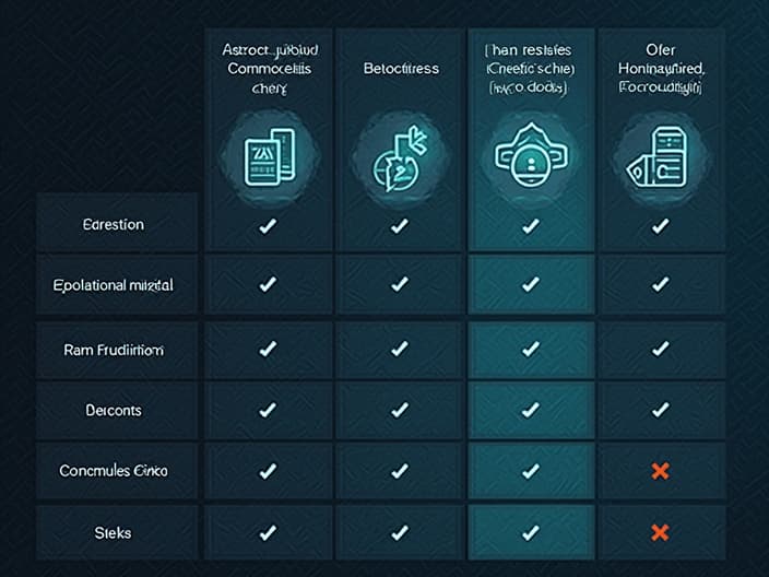 Studio shot of encryption methods comparison chart with pros and cons