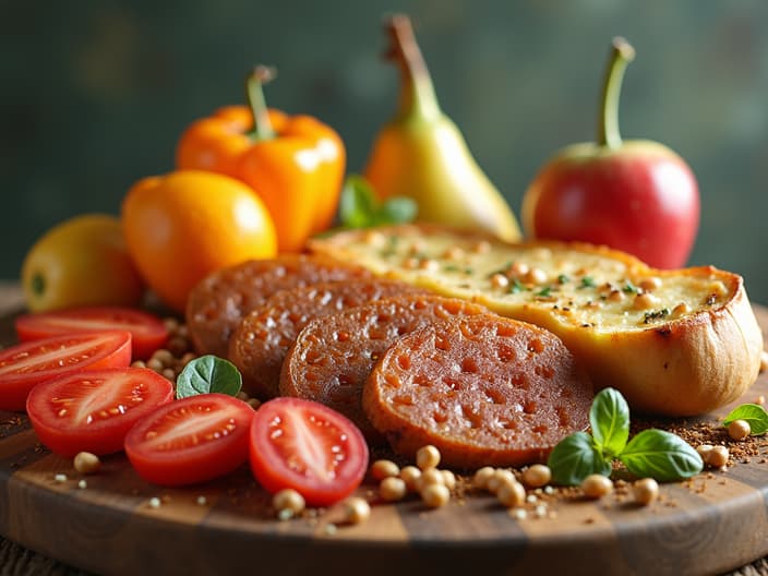 Studio shot of fiber-rich foods and probiotic products