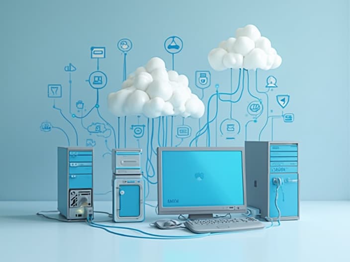 Studio shot of multiple backup devices and cloud storage icons, suggesting comprehensive data protection