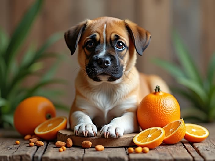 Studio shot of natural remedies and supplements for dogs