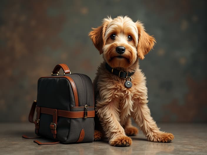 Studio shot of various dog travel accessories