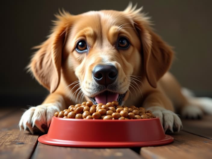 Studio shot of various healthy dog food options