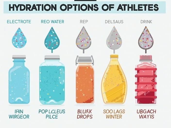 Various hydration options for athletes, including water and electrolyte drinks