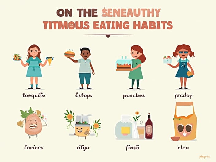 Visual representation of common unhealthy eating habits