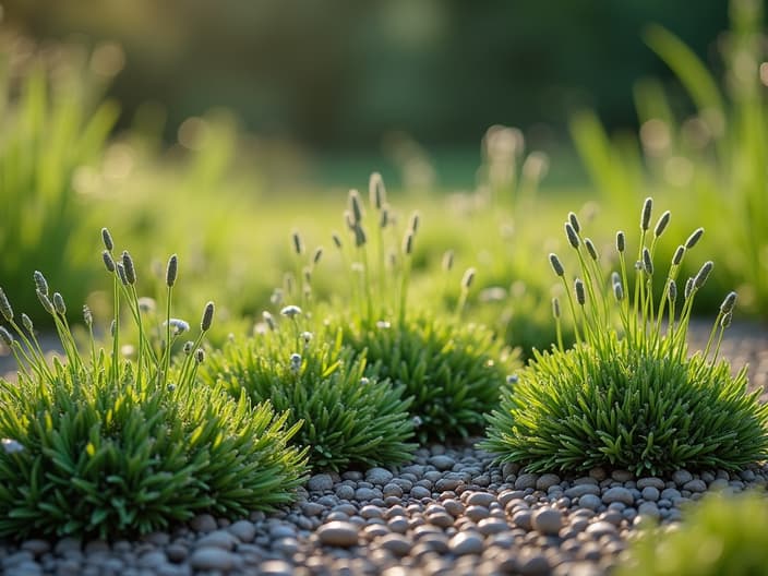 Weed control in gravel gardens, outdoor setting with studio lighting